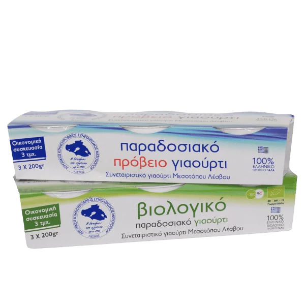 Συσκευασία γιαουρτιού 3 τεμαχίων παραγωγής του Αγροτικού Συνεταιρισμού Μεσοτόπου