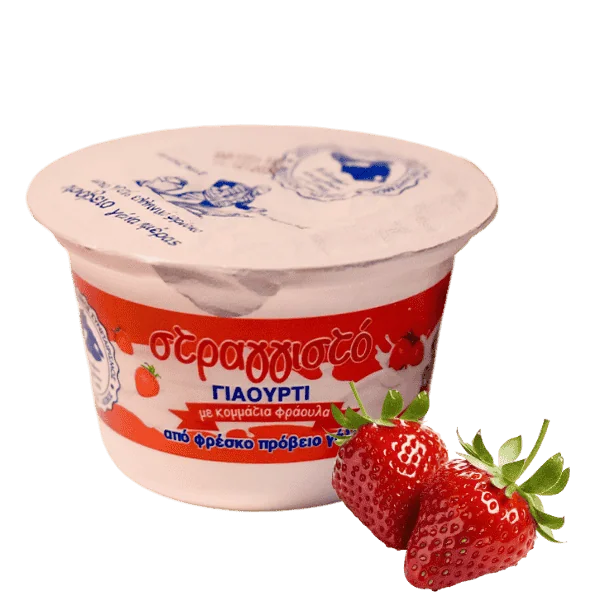 Επιδόρπιο γιαούρτι με γεύση φράουλα παραγωγής Αγροτικού Συνεταιρισμού Μεσοτόπου
