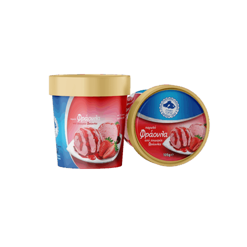 Φράουλα παγωτό παραγωγής του Αγροτικού Συνεταιρισμού Μεσοτόπου