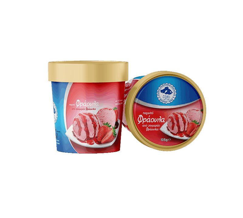 Φράουλα παγωτό παραγωγής του Αγροτικού Συνεταιρισμού Μεσοτόπου