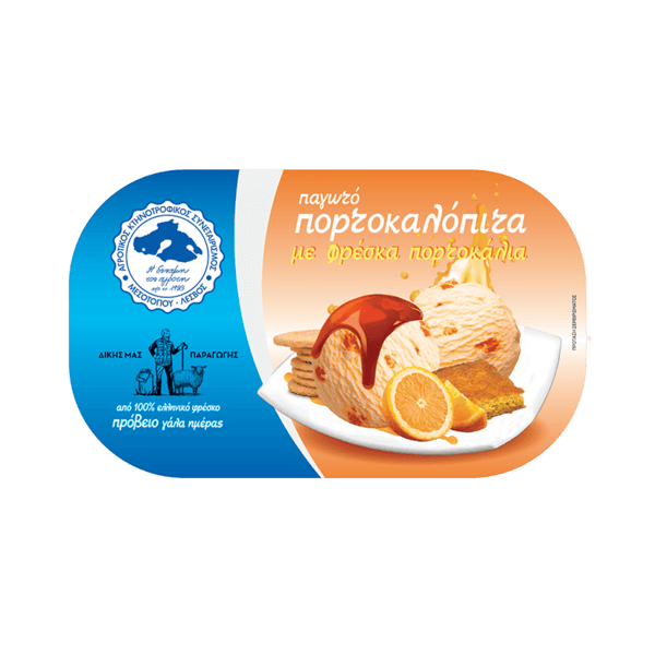 Πορτοκαλόπιτα παγωτό παραγωγής του Αγροτικού Συνεταιρισμού Μεσοτόπου, οικογενειακό μέγεθος