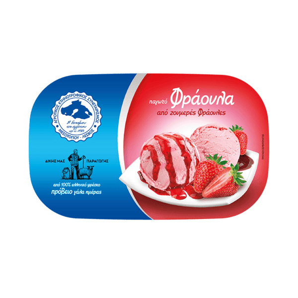 Φράουλα παγωτό παραγωγής του Αγροτικού Συνεταιρισμού Μεσοτόπου, οικογενειακό μέγεθος