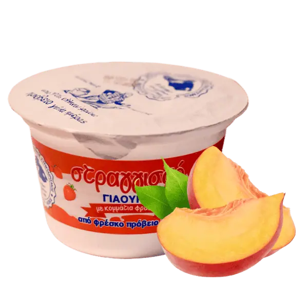 Επιδόρπιο γιαούρτι με γεύση ροδάκινο παραγωγής Αγροτικού Συνεταιρισμού Μεσοτόπου